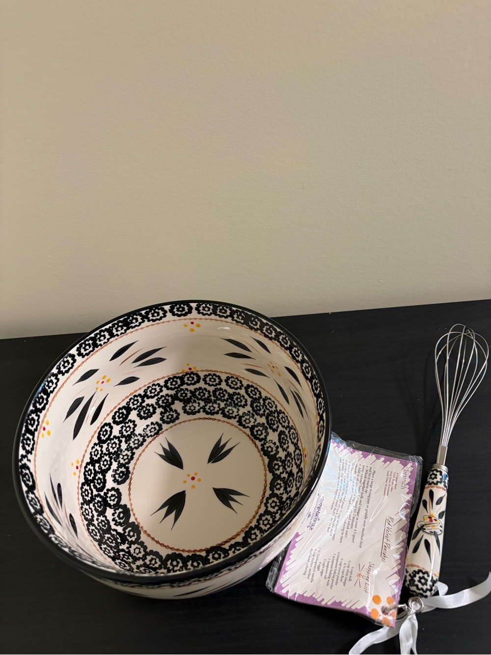 New Temptations black old world bowl and whisk set